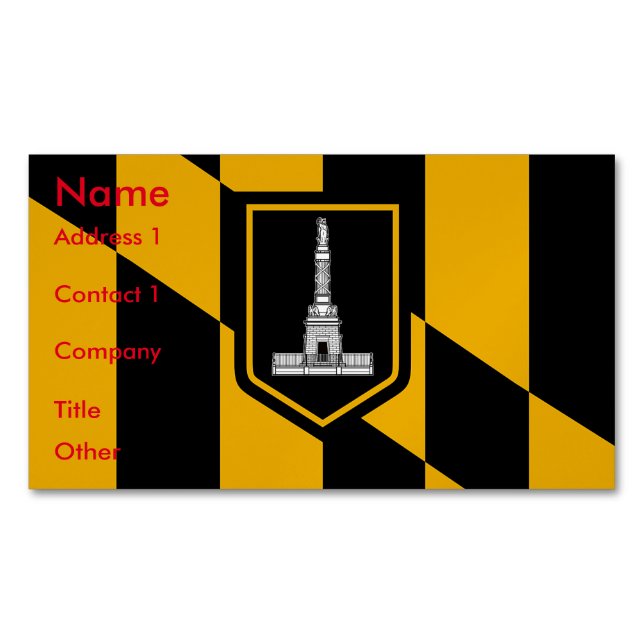 Business Card Magnet with Flag of Baltimore, USA (Front)