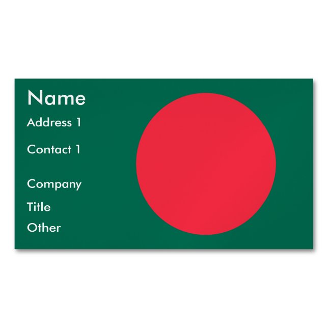 Business Card Magnet with Flag of Bangladesh (Front)