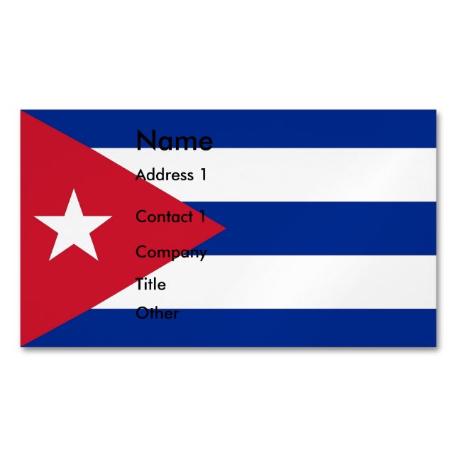Business Card Magnet with Flag of Cuba (Front)