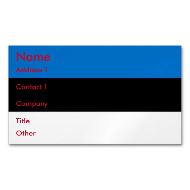 Business Card Magnet with Flag of Estonia (Front)