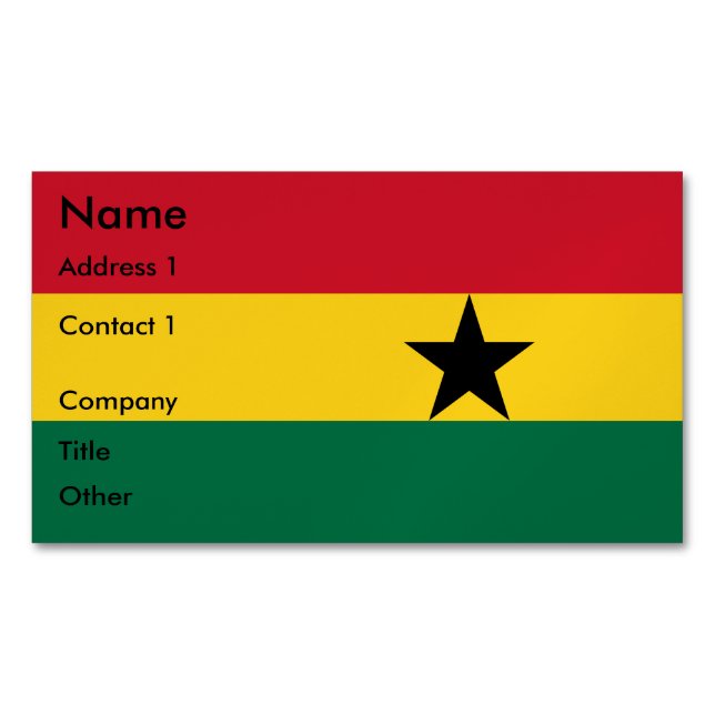 Business Card Magnet with Flag of Ghana (Front)