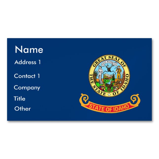 Business Card Magnet with Flag of Idaho (Front)