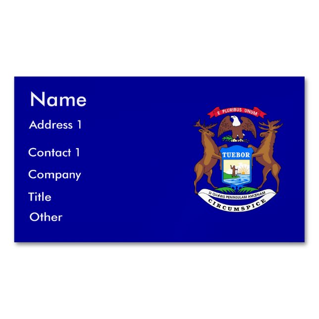 Business Card Magnet with Flag of Michigan (Front)