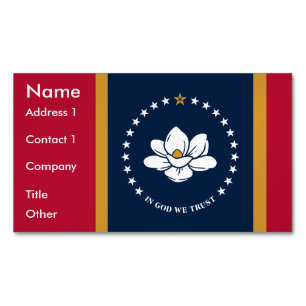 Business Card Magnet with Flag of Mississippi