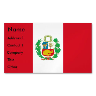 Business Card Magnet with Flag of Peru