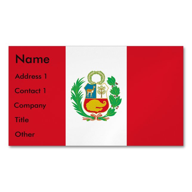 Business Card Magnet with Flag of Peru (Front)