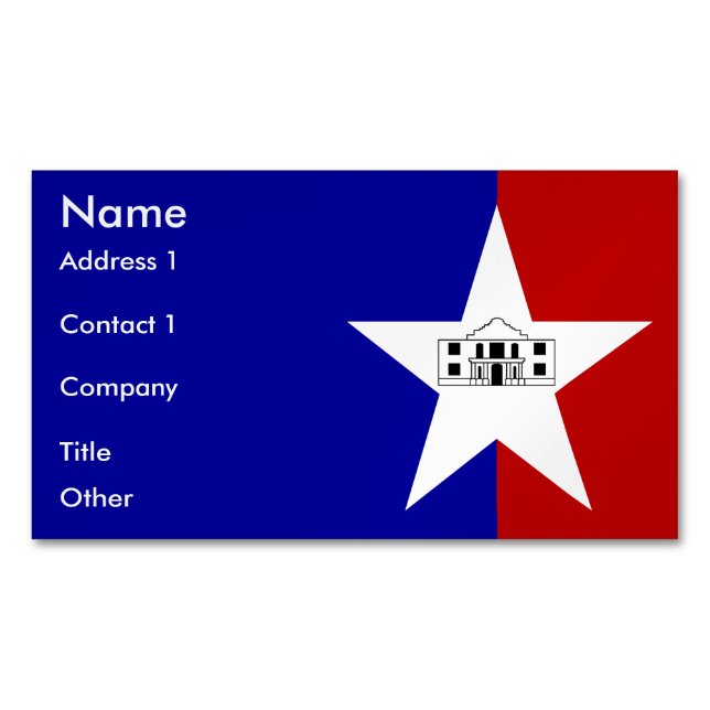 Business Card Magnet with Flag of San Antonio (Front)