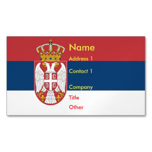 Business Card Magnet with Flag of Serbia