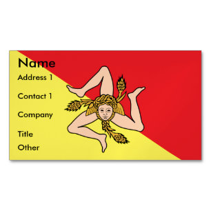 Business Card Magnet with Flag of Sicily