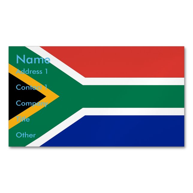 Business Card Magnet with Flag of South Africa (Front)
