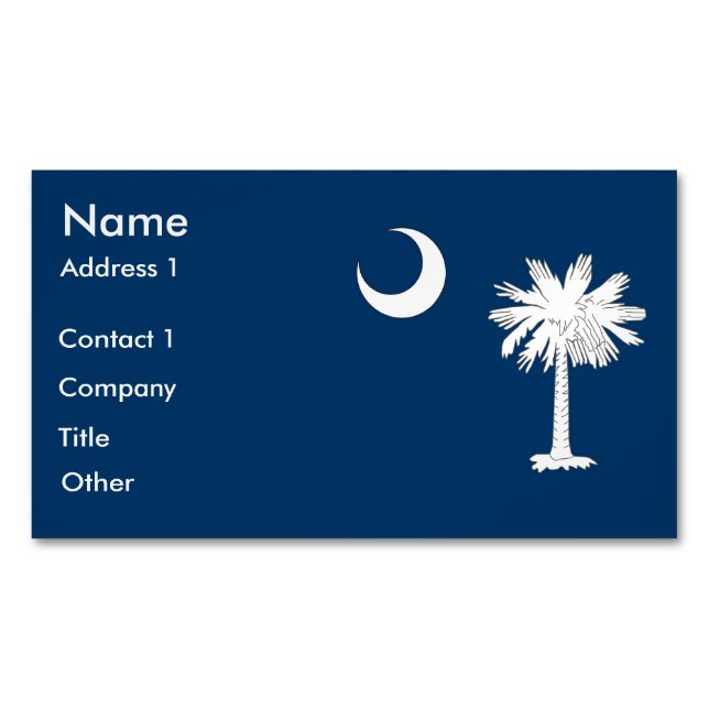 Business Card Magnet with Flag of South Carolina (Front)