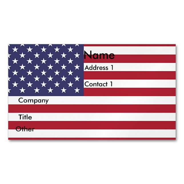 Business Card Magnet with Flag of USA (Front)