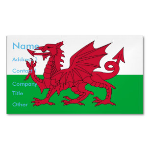 Business Card Magnet with Flag of Wales, UK