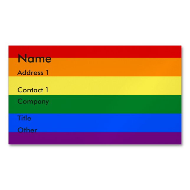 Business Card Magnet with Pride Flag of LGBT (Front)