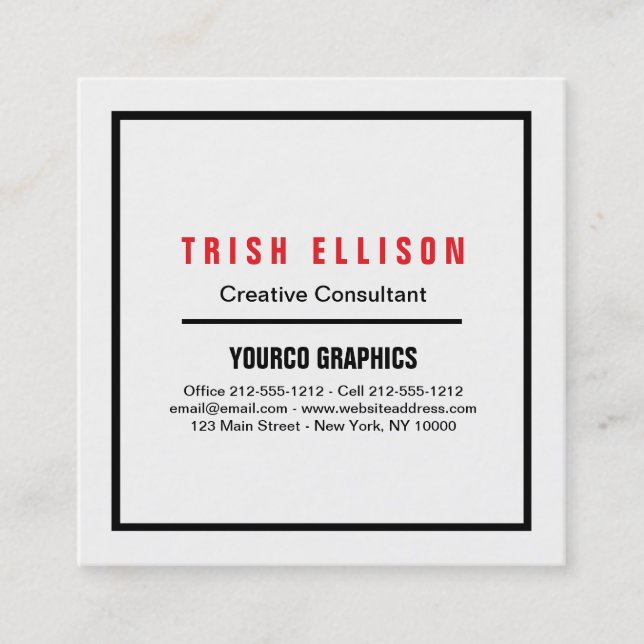 Business Card Minimalist Custom Template Hello (Front)