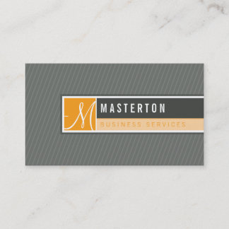 BUSINESS CARD modern blocked monogram orange grey