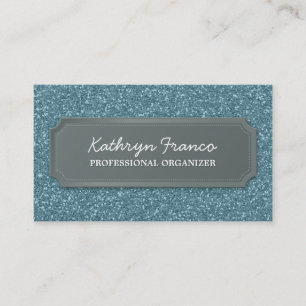 BUSINESS CARD modern bold sparkly blue glitter