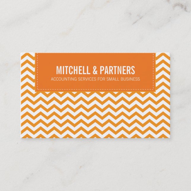BUSINESS CARD modern fresh chevron orange (Front)