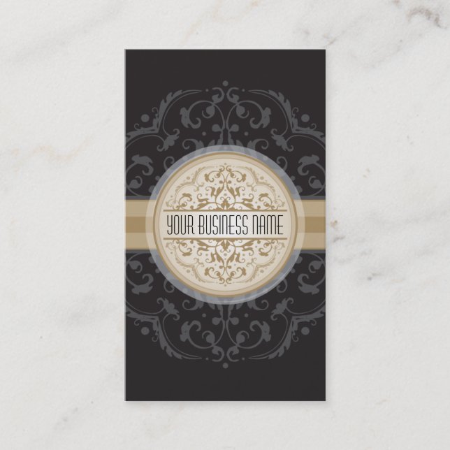 BUSINESS CARD modern oriental mandala black gold (Front)