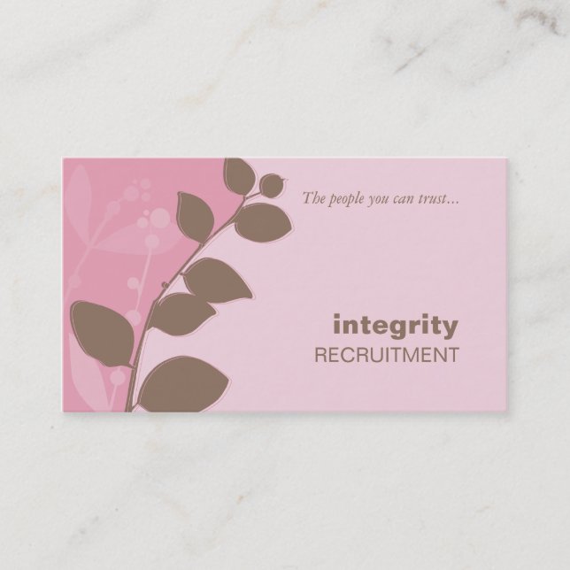 BUSINESS CARD nature foliage silhouette pink brown (Front)