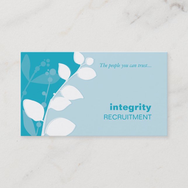 BUSINESS CARD nature foliage silhouette turquoise (Front)