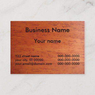 Business Card on Cherry Stained Wood