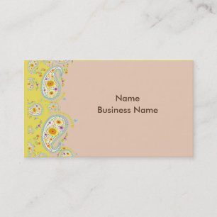 Business Card, paisley pale pink and pale yellow Card
