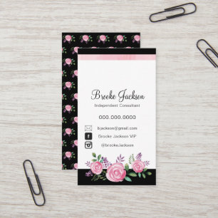 Business Card   Pink Flowers with Black background
