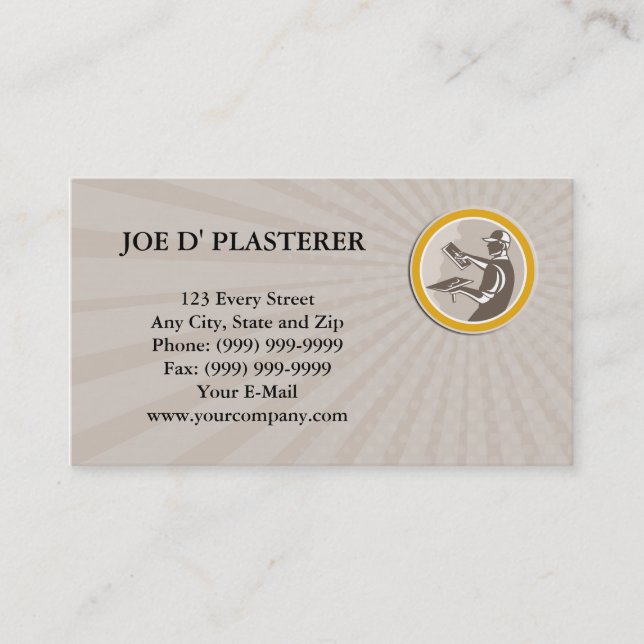 Business card Plasterer Masonry Worker Trowel Retr (Front)
