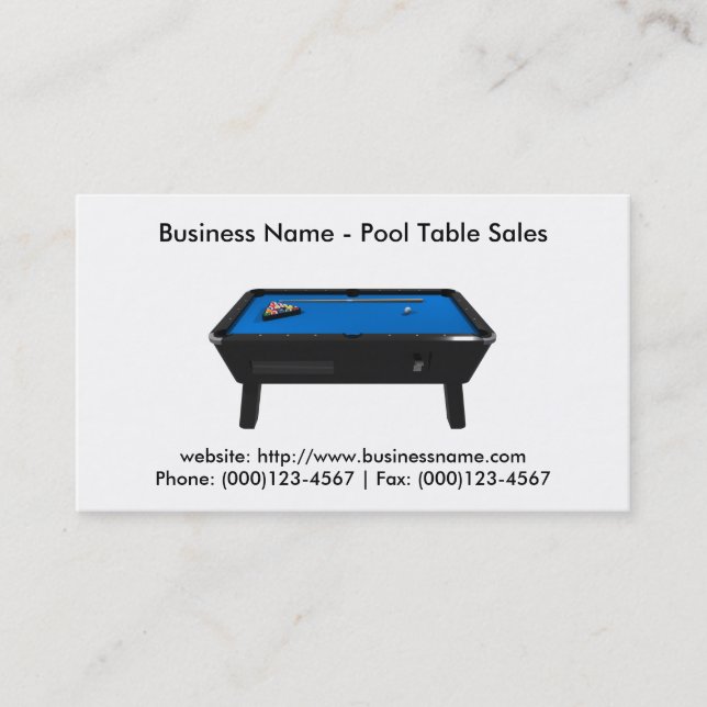 Business Card: Pool Table Sales Business Card (Front)