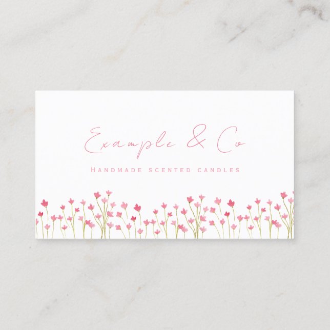 Business Card, Pretty Pink Flower stems  Business Card (Back)