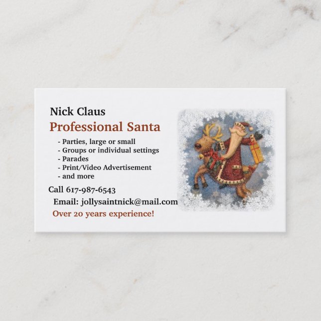 Business Card: Professional Santa Business Card (Front)
