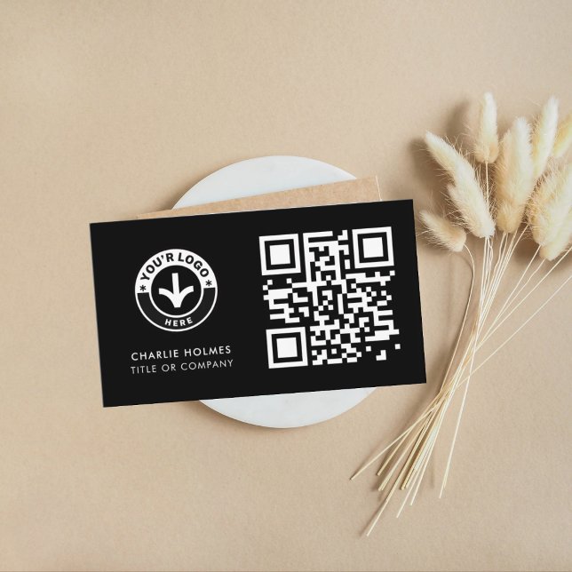 Business Card QR Code | Black Modern Design (Creator Uploaded)