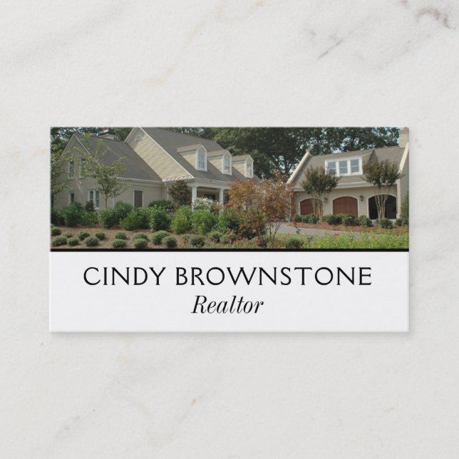 Business Card Realtor Photo Custom Template Plain (Front)