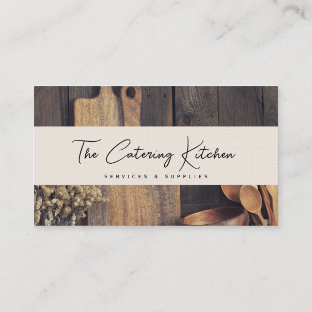 Business Card, rustic kitchen timber look Card (Back)