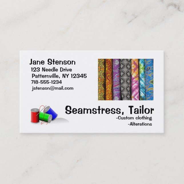 Business Card: Seamstress, Tailor Business Card (Front)