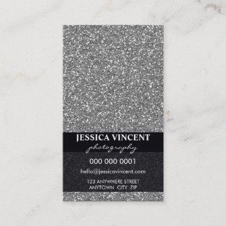 BUSINESS CARD simple glitzy glitter silver