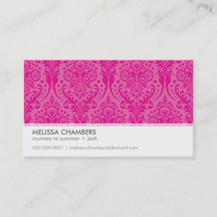 BUSINESS CARD simple modern damask fuschia pink