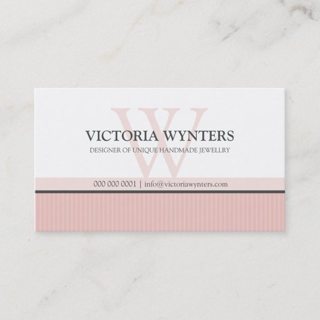 BUSINESS CARD smart modern monogram pale pink (Front)