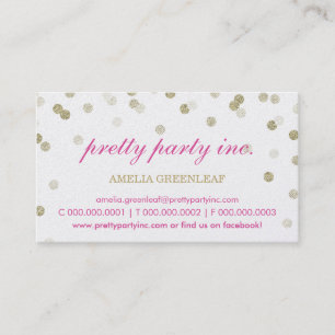 BUSINESS CARD stylish confetti pink gold glitter