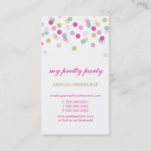 BUSINESS CARD stylish confetti pink mint gold