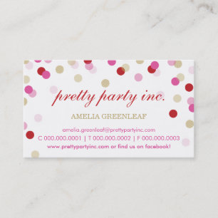 BUSINESS CARD :: stylish confetti red pink gold