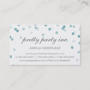 BUSINESS CARD stylish confetti silver blue glitter