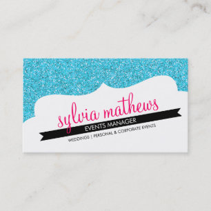 BUSINESS CARD stylish glitter sparkle aqua pink