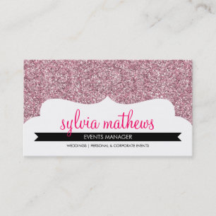 BUSINESS CARD stylish glitter sparkle pale pink