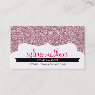 BUSINESS CARD stylish glitter sparkle pale pink