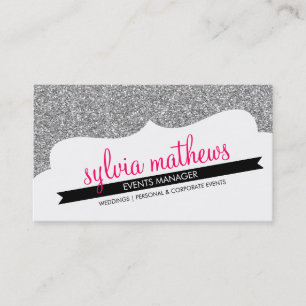 BUSINESS CARD stylish glitter sparkle silver pink
