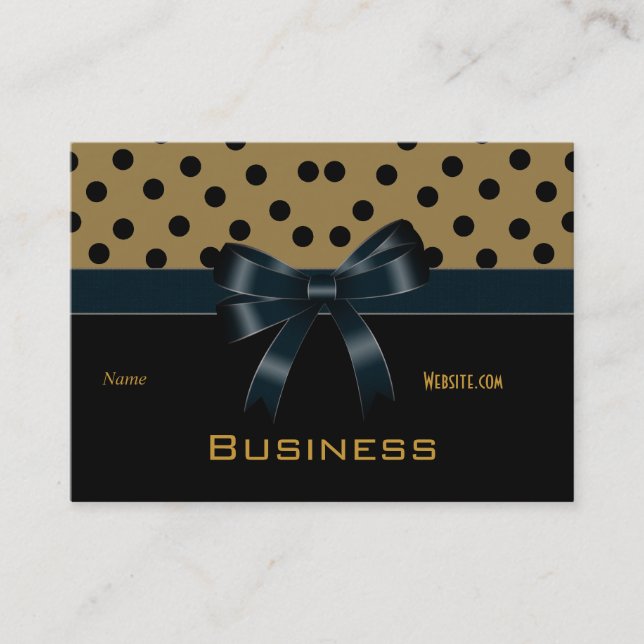 Business Card Tan Black Spots Bows (Front)