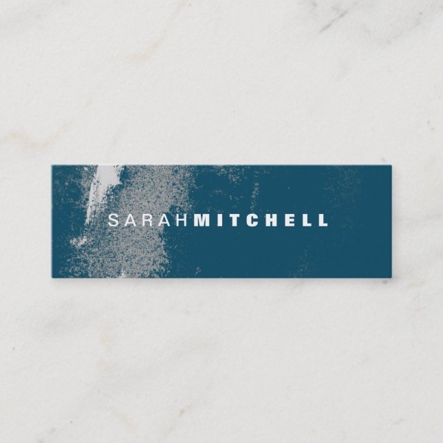 Business Card - Teal & White Grunge Monogram (Front)