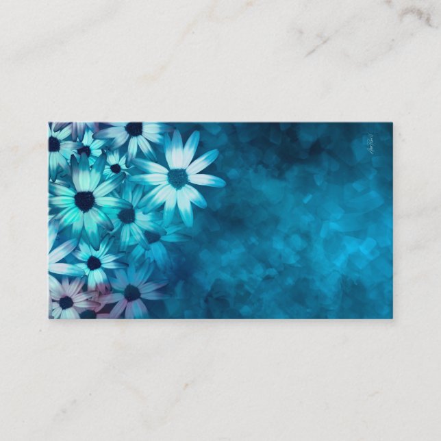 business card template blue daisies original art (Front)